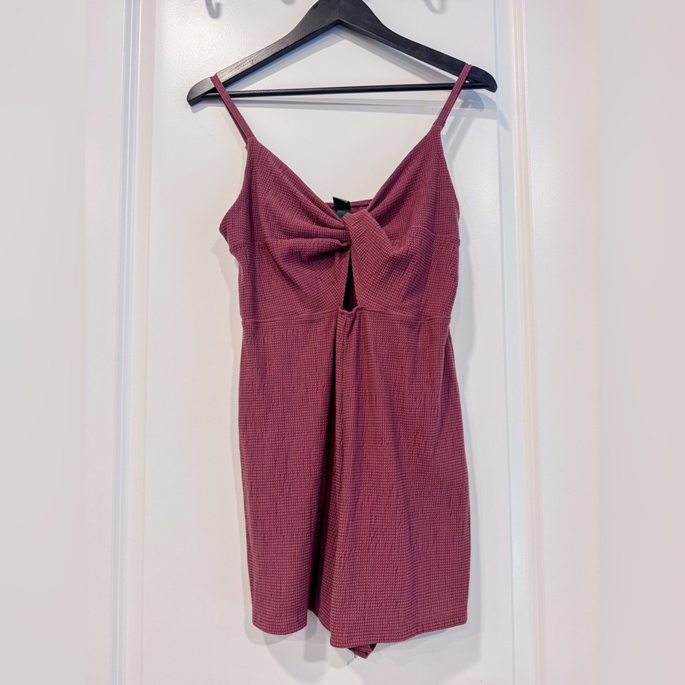 Wild Fable Burgundy Cut Out Knotted Romper; Size: Medium